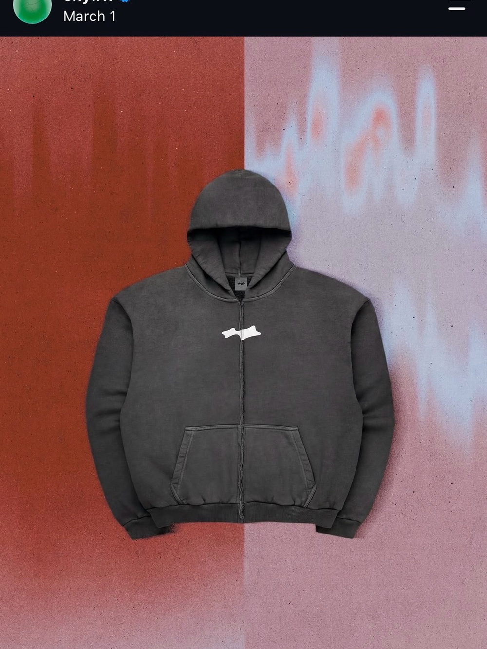 Washed Charcoal no Zip-Up Hoodie